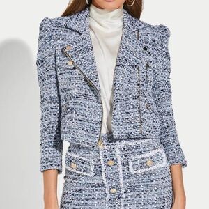 Generation Love Rocky Tweed Blue Melange Moto Jacket
